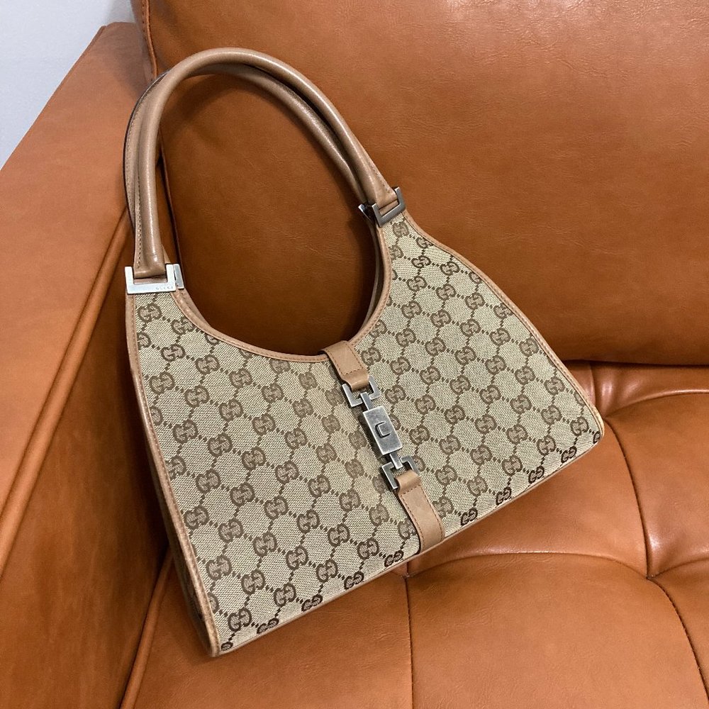 authentic gucci vintage bardot hobo - GG canvas